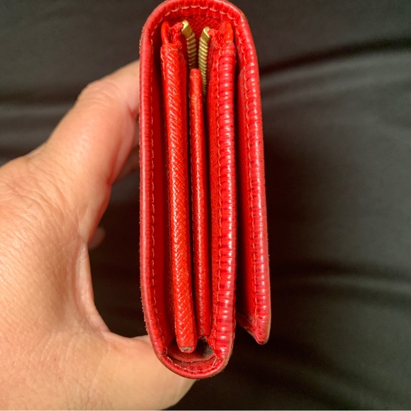 Preloved Rare Louis Vuitton Red Epi Porte Monnaie Billets Tresor Bifold Wallet - Picture 3 of 12